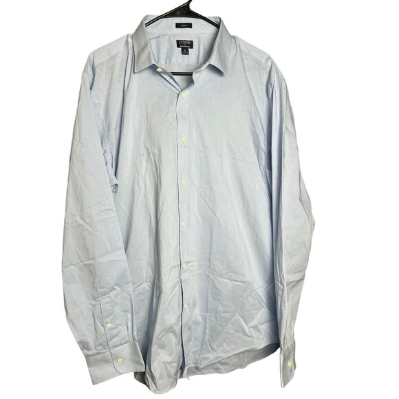 J. Crew Mens Blue Slim Untucked Performance‎ Button Down Dress Shirt Size XL - Picture 2 of 15
